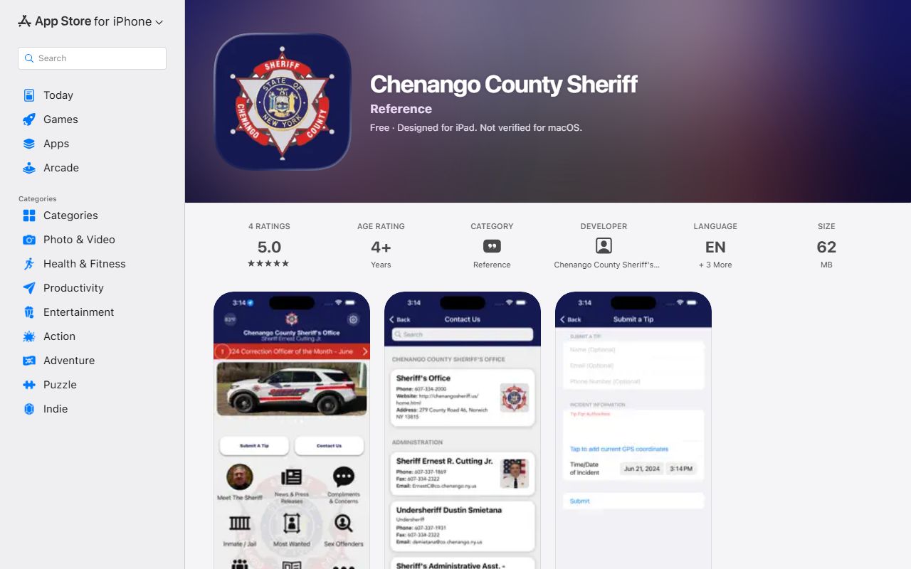 Chenango County jail mugshots Sheriff app inmate search listing