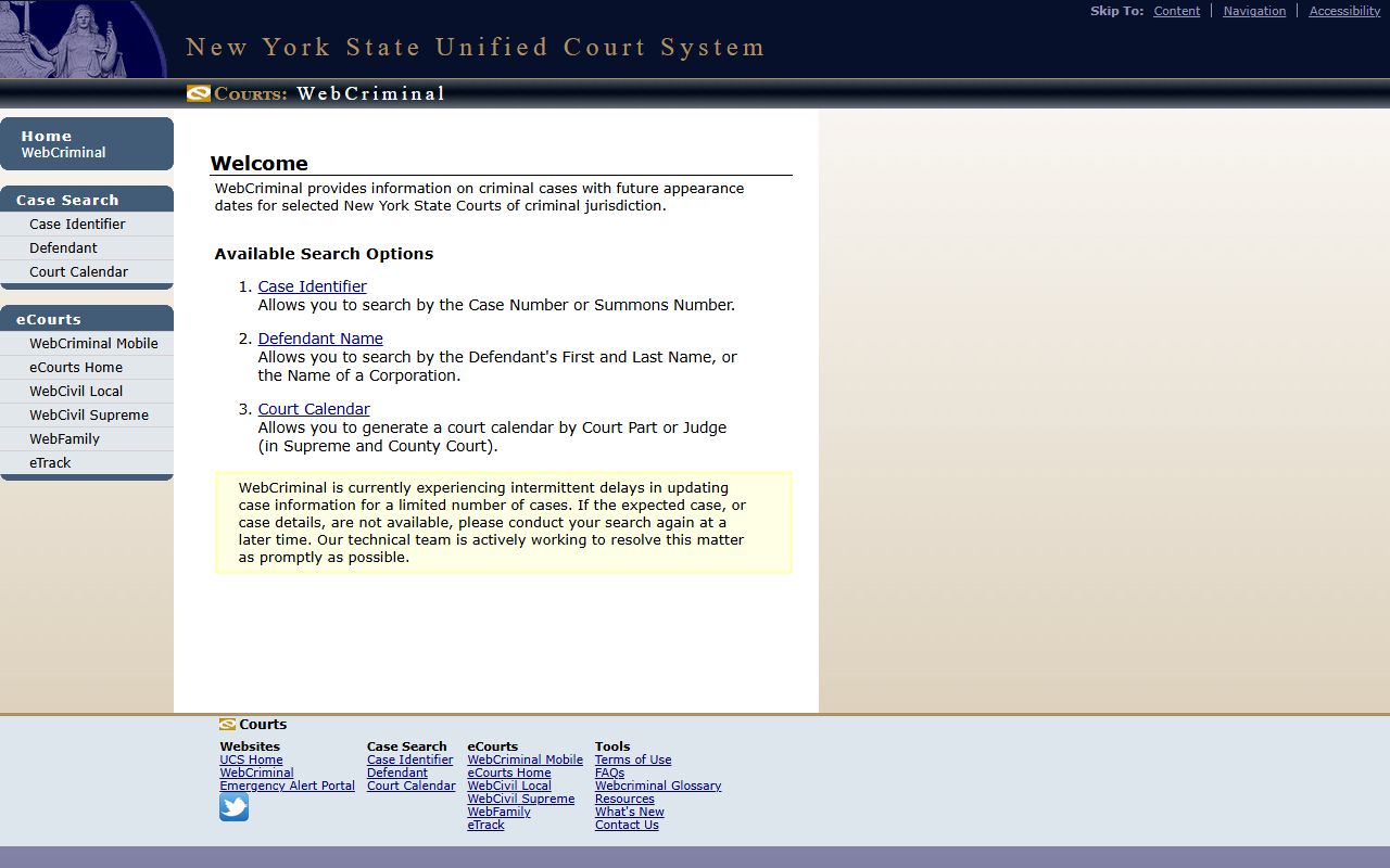 Chenango County court records after arrest WebCriminal search portal